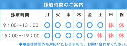 診療時間のご案内
